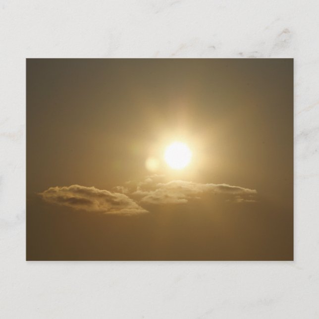 Postal Cielo naranja con sol y nubes (Anverso)
