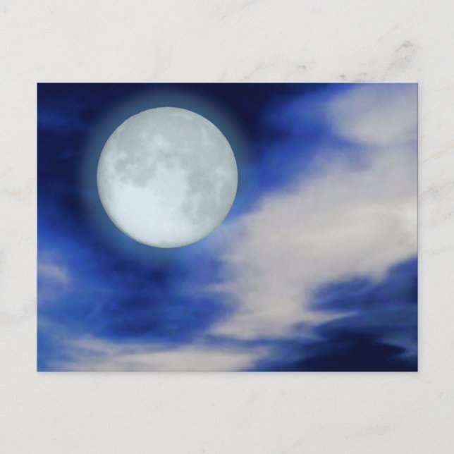 Postal Cielo nocturno con luna y nubes (Anverso)
