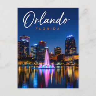 Postal Cielo Nocturno de la Ciudad de Orlando Florida Via