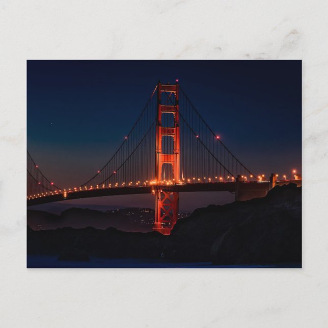 Postal Cielo nocturno del puente Golden Gate (Anverso)