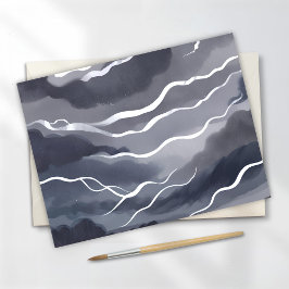 Postal Cielos tormentosos | Agua oscura en acuarela