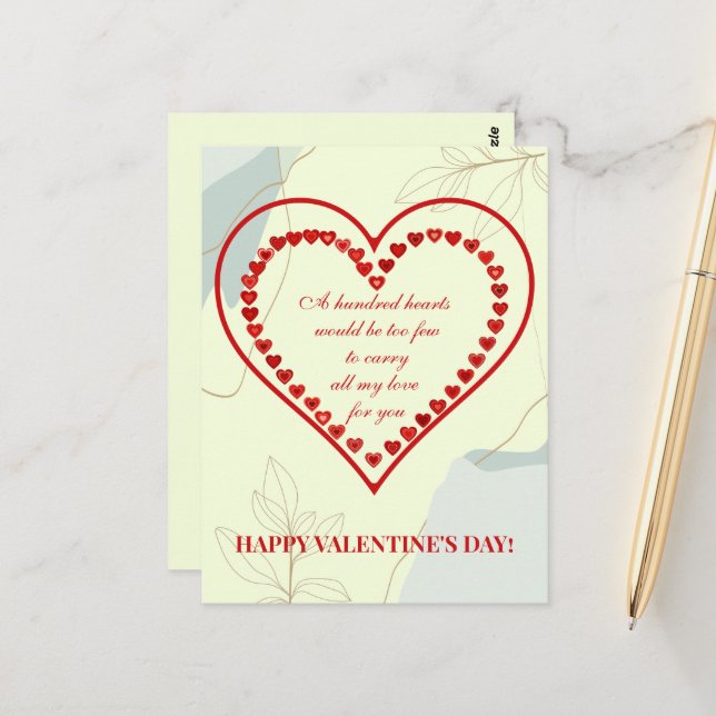 Postal Cien corazones, San Valentín (Anverso/Reverso In Situ)