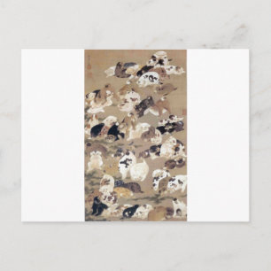 Postal Cien perros de Ito Jakuchu