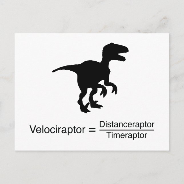 Postal ciencia divertida del velociraptor (Anverso)
