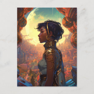 Postal Ciencia ficción Afrofuturismo Mujer Negra
