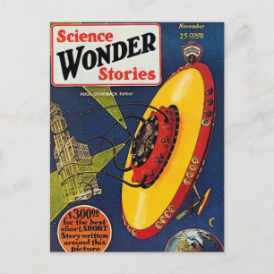 Postal Ciencia Ficción arte 1929 OVNI