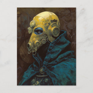 Postal Ciencia ficción del ciberpunk del casco de oro