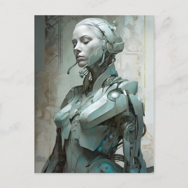 Postal Ciencia ficción femenina ciborg (Anverso)