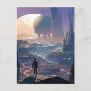 Postal Ciencia Ficción Paisaje de ciencia ficción en la c