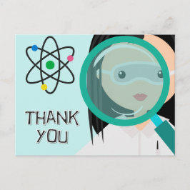 Postal Científico Chica de vidrio de aumento gracias post