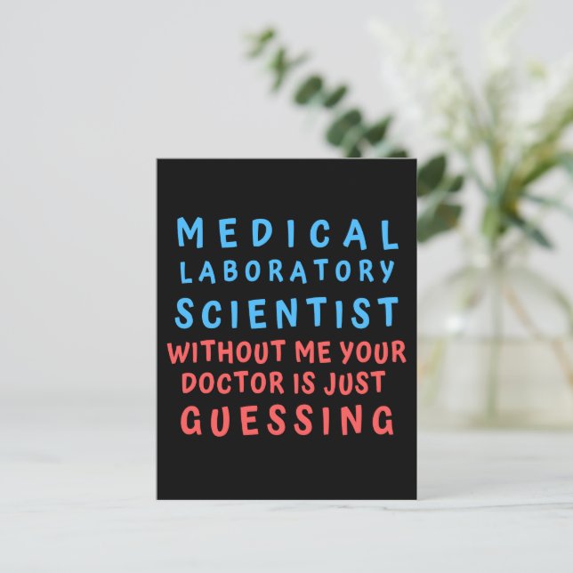 POSTAL CIENTÍFICO DEL LABORATORIO MÉDICO SIN MÍ SU DOCUME (Anverso de pie)