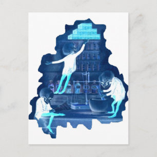 Postal Cientista loco Skeletons rayos X