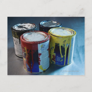 Postal Cierre de cuatro latas de pintura