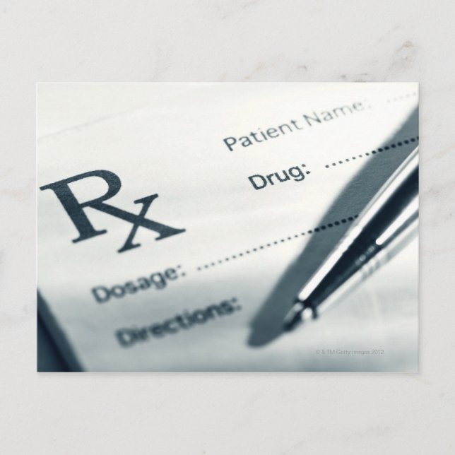 Postal Cierre de la toallita y la pluma de prescripción (Anverso)