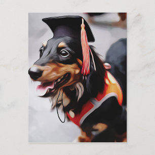 Postal Cierre Del Gorra De Graduación Del Perro De Dachsh