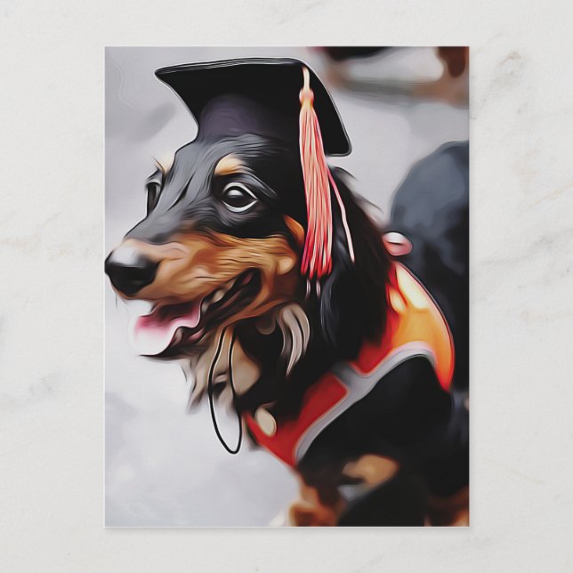 Postal Cierre Del Gorra De Graduación Del Perro De Dachsh (Anverso)