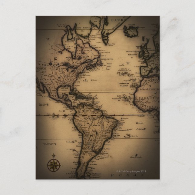 Postal Cierre del mapa del mundo antiguo (Anverso)