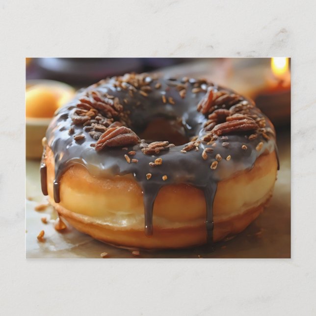 Postal Cierre el donut de chocolate acristalado (Anverso)