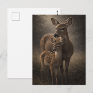 Postal Cierva y cervatillo | Arte de fauna silvestre de c