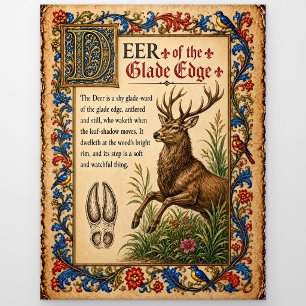 Postal Ciervo, Arte de Bestiario Medieval