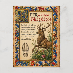 Postal Ciervo, Arte de Bestiario Medieval