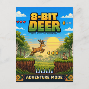 Postal Ciervo, Arte de Pixel Retro de 8 Bits
