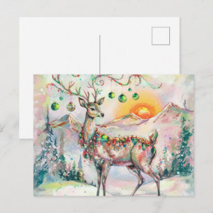 Postal Ciervo Navideño Festivo