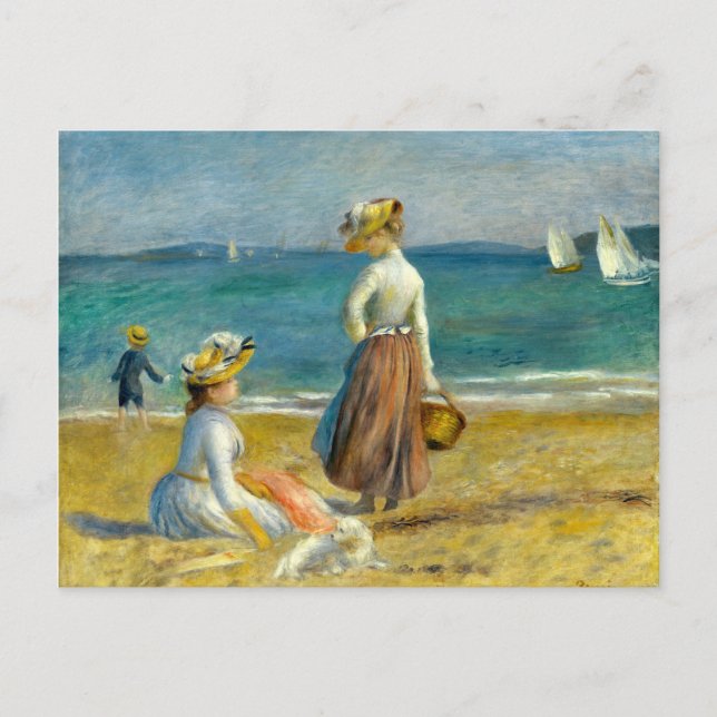 Postal Cifras de Auguste Renoir en la playa (Anverso)