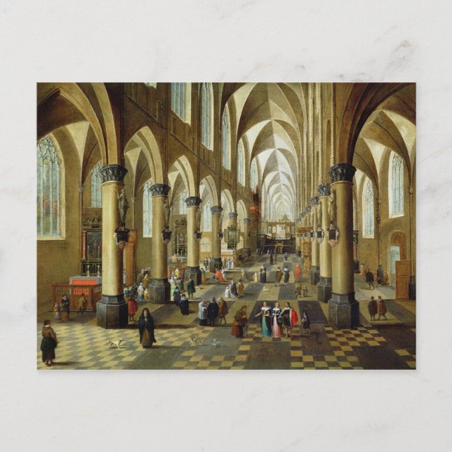 Postal Cifras reunidas en el interior de una iglesia (Anverso)