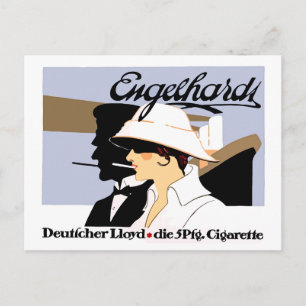 Postal Cigarrillos de estilo vintage y anuncio de línea d