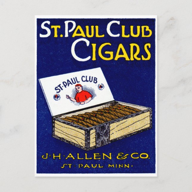 Postal Cigarros del club St. Paul en 1910 (Anverso)