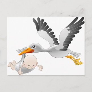 Postal cigüeña y bebé