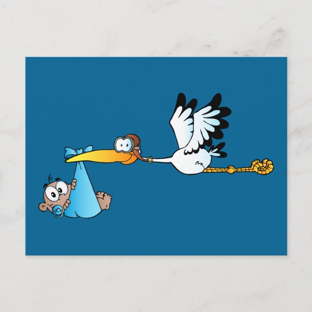 Postal Cigüeña y niño afroamericano (Anverso)