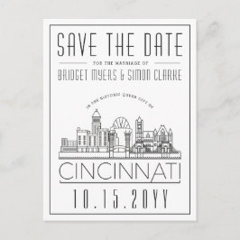 Postal Cincinnati Boda Estilizado Skyline Save the Date