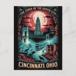 Postal Cincinnati embrujada, Ohio, viaje de terror vintag