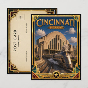 Postal Cincinnati Ohio Arte Deco Vintage Edad Dorada