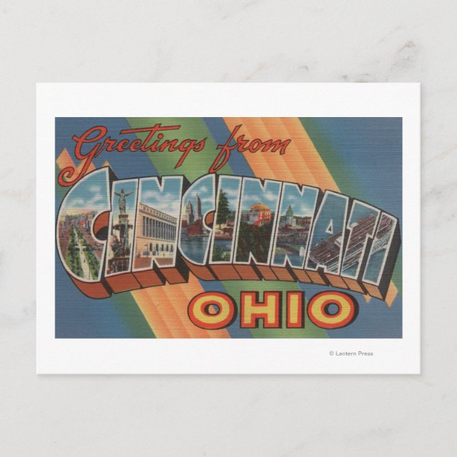 Postal Cincinnati, Ohio - Escenas de letras grandes 2 (Anverso)