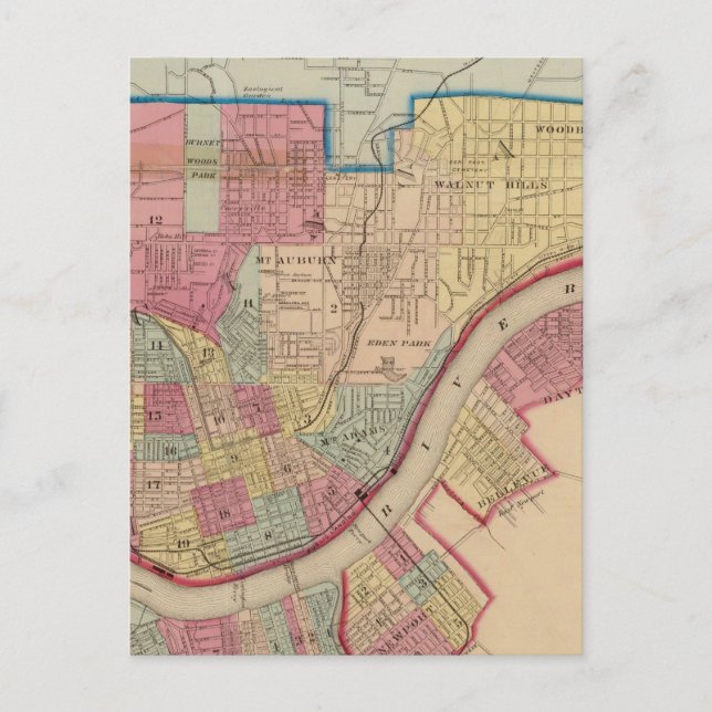 Postal Cincinnati, Ohio y sus alrededores (Anverso)