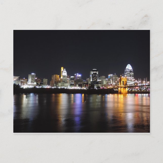 Postal Cincinnati skyline de noche (Anverso)
