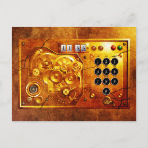 Postal Cinco a de 12 reloj Steampunk Grunge