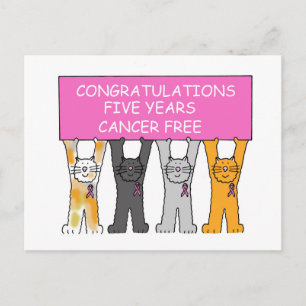 Postal Cinco años de felicitaciones libres de cáncer