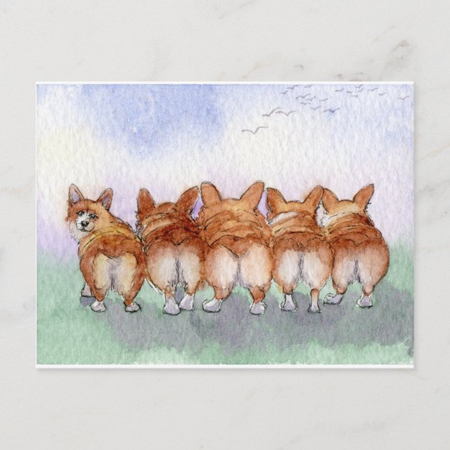 Postal Cinco caminantes juntos... (Anverso)