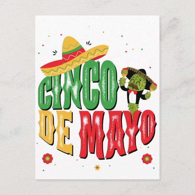 Postal Cinco De Mayo Con Gorra Cactus Funny Cinco De Mayo (Anverso)