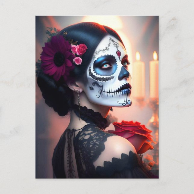 Postal Cinco de Mayo: Día de la Bella Muerta con ARTE Ros (Anverso)