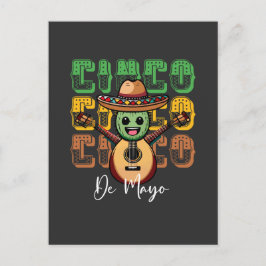 Postal Cinco De Mayo Funny Cactus Mexicanos Tocando Guita