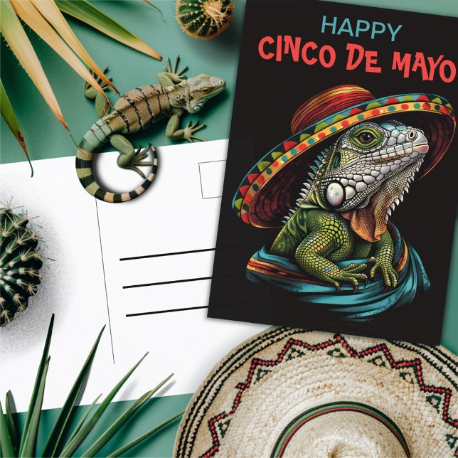 Postal Cinco de Mayo Iguana con Sombrero y Serape (Subido por el creador)