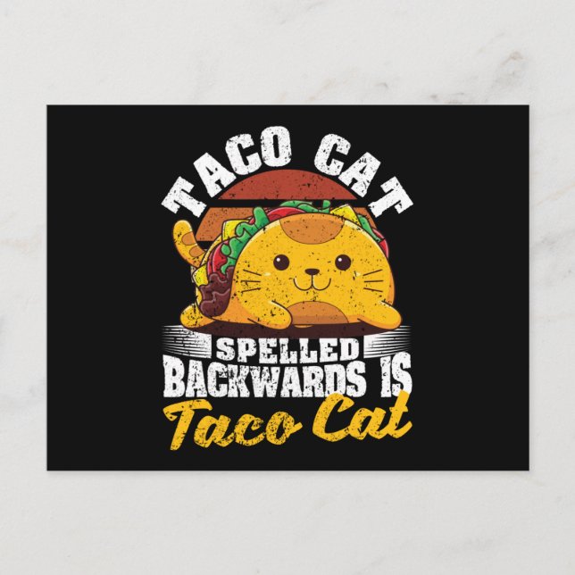 Postal Cinco De Myo Gatos Tacocat deletreados hacia atrás (Anverso)