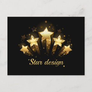 Postal Cinco estrellas de oro en negro