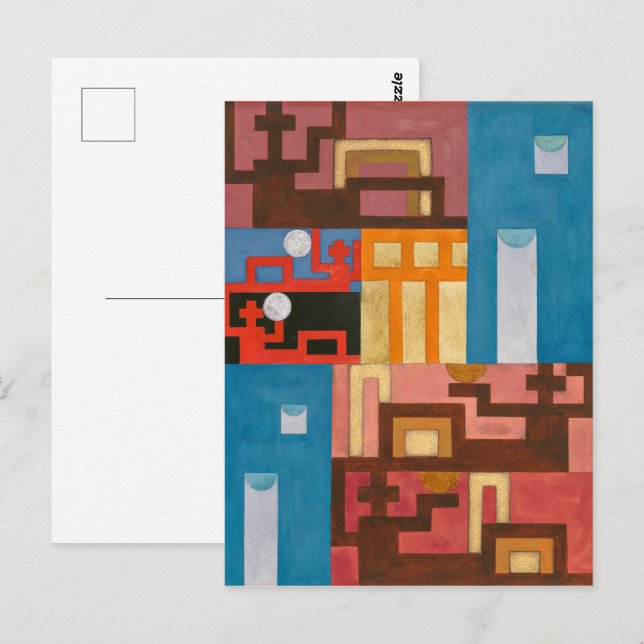 Postal Cinco Figuras Extendidas | Sophie Taeuber-Arp | (Anverso / Reverso)