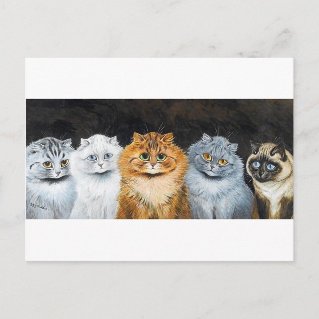 Postal Cinco gatos, Louis Wain (Anverso)